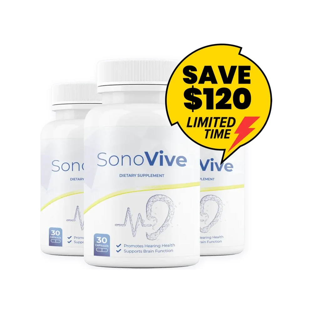 SonoVive 3 bottles package — hearing supplement pricing